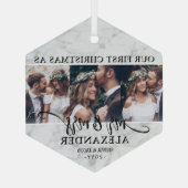 3写真第1回クリスマスマーブル六角フェイク大理石 ガラスオーナメント (裏面)