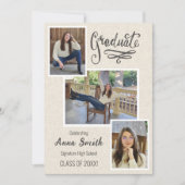 3写真素朴コラージュ卒業パーティー招待状 招待状 (正面)