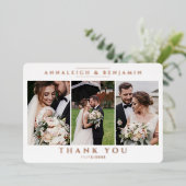 3写真結婚のバラモダン金ゴールド 箔招待状 (立ち正面)