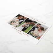 3写真結婚のバラモダン金ゴールド 箔招待状 (回転した状態)