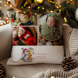 3写真1ベビークリスマスピンク金ゴールドユニコーン クッション