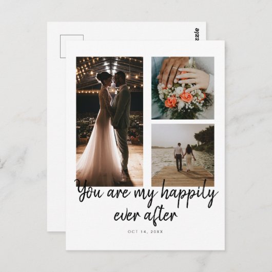 3写真1周年記念結婚コラージュ引用文 ポストカード (正面/裏面)