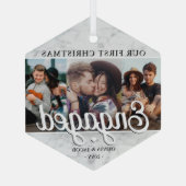 3写真1stクリスマス大理石フェイク六角 ガラスオーナメント (裏面)