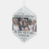 3写真1st結婚したクリスマス大理石フェイク六角形 ガラスオーナメント (正面左)