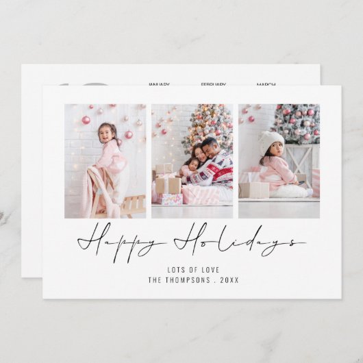 3写真2026カレンダークリスマスハッピーホリデー シーズンカード (正面/裏面)