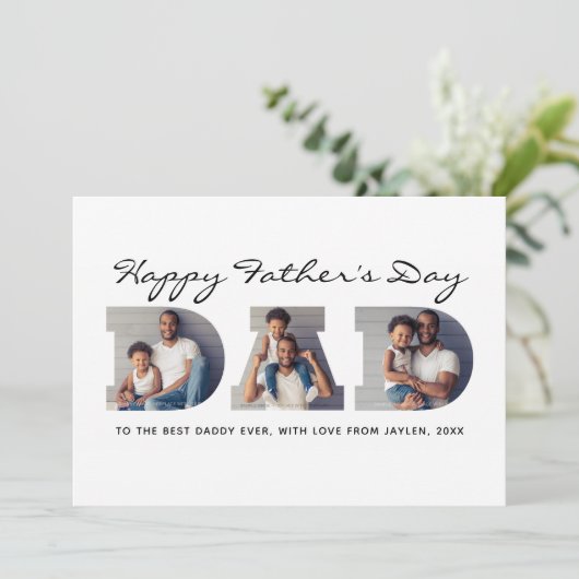 3写真「パパ」切り出しパーソナライズされた父の日 シーズンカード (スタンド正面)