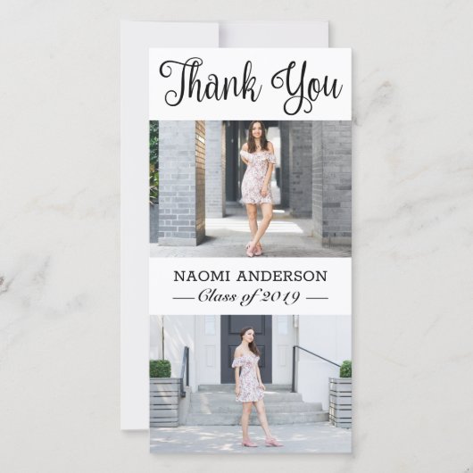 3写真(2+1)書道の卒業サンキューカード サンキューカード (正面)