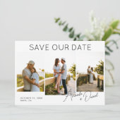 3写真QRコードウェディング日付カードを保存 招待状 (スタンド正面)