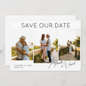 3写真QRコードウェディング日付カードを保存 招待状 (正面/裏面)