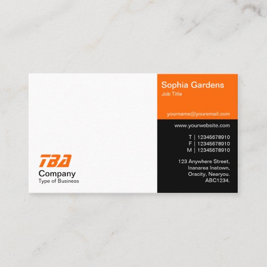 3分 – 白、オレンジ、黒 名刺 (正面)