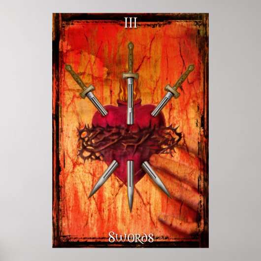 3剣のタロットプリント ポスター (正面)
