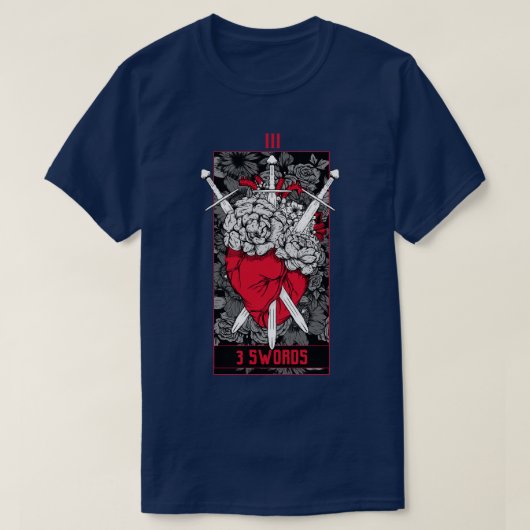 3剣タロットd赤 tシャツ (デザイン正面)