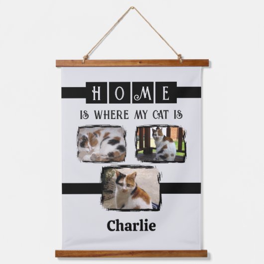 3動物ペットのフォトコラージュ灰色の黒 吊り下げ型タペストリー (正面)