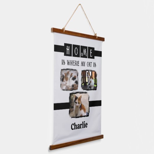 3動物ペットのフォトコラージュ灰色の黒 吊り下げ型タペストリー (傾斜あり)