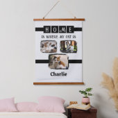 3動物ペットのフォトコラージュ灰色の黒 吊り下げ型タペストリー (寝室)