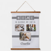 3動物ペットの写真コラージュ灰色 吊り下げ型タペストリー (正面)