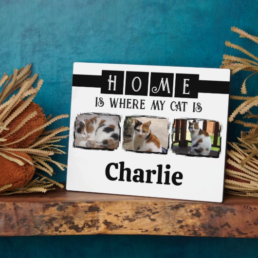 3動物ペット写真白黒 フォトプラーク (側面)