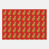 3包み紙中国のラット紙切り新年 ラッピングペーパーシート (正面)