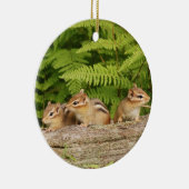 3匹のかわいいベビーのシマリス セラミックオーナメント (右)