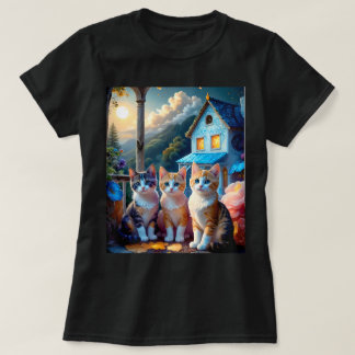 3匹のかわいい仔猫のアーティストデザイン Tシャツ