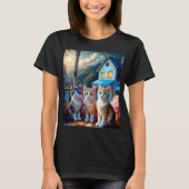 3匹のかわいい仔猫のアーティストデザイン Tシャツ (正面)