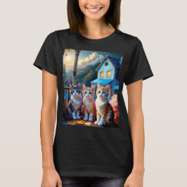 3匹のかわいい仔猫のアーティストデザイン Tシャツ
