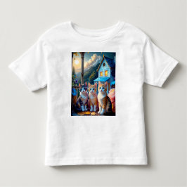 3匹のかわいい子猫のアーティストデザイン トドラーTシャツ