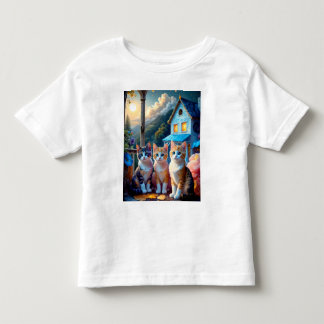 3匹のかわいい子猫のアーティストデザイン トドラーTシャツ