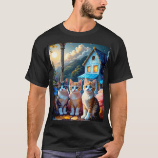 3匹のかわいい子猫のアーティストデザイン Tシャツ