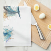 3匹のイルカが水から飛び出す キッチンタオル (四つ折り)