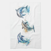 3匹のイルカが水から飛び出す キッチンタオル (縦)