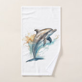 3匹のイルカが水から飛び出す バスタオルセット (ハンドタオル)