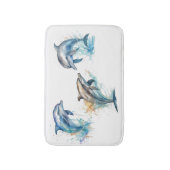 3匹のイルカが水から飛び出す バスマット (正面縦)