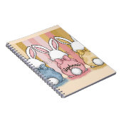 3匹のウサギのトリオ - お名前カスタマイズ可能 ノートブック (右側)