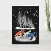 3匹のカメのアメリカンTシャツ スノーフレーク クリスマス カード (正面)