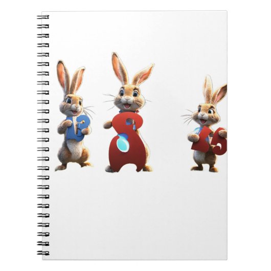 3匹のキャラクターハレーが巨大な数字の3のサインを持っている ノートブック (正面)