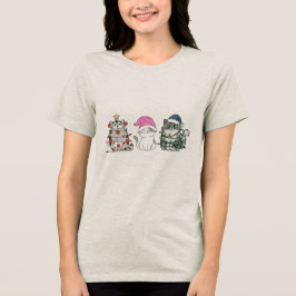 3匹のクリスマスの猫 トライブレンドTシャツ