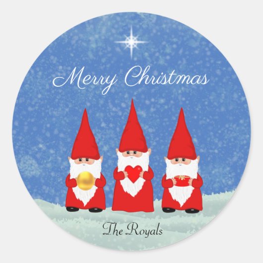 3匹のクリスマス・ノーム ラウンドシール (正面)