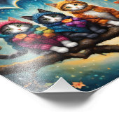 3匹のクートと無邪気な表情をした美しい猫 フォトプリント            (角)