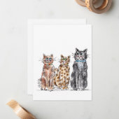 3匹のクール猫がスケッチ ノートカード (正面/裏面インサイチュ)