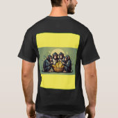 3匹のサルがバナナを飼っている Tシャツ (裏面)
