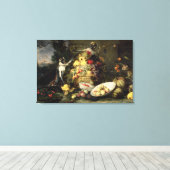 3匹のサルが果実を盗む(油キャンバス) キャンバスプリント (インサイチュ (ウッドフロア))