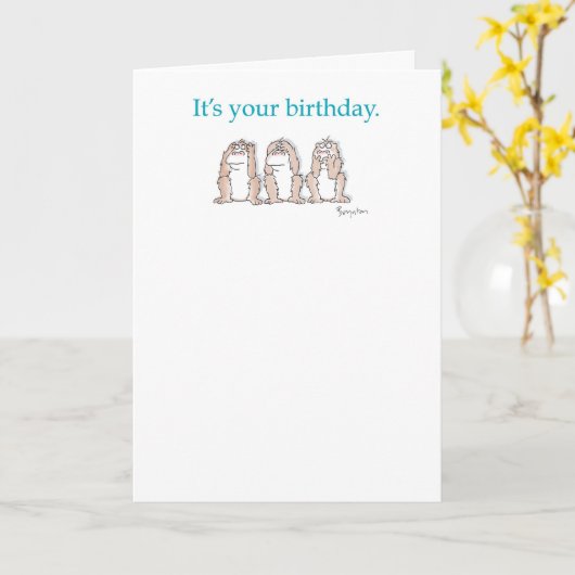 3匹のサル カード (黄色い花)