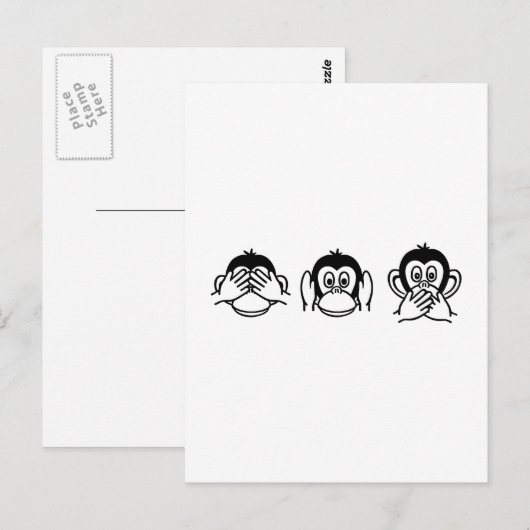 3匹のサル ポストカード (正面/裏面)