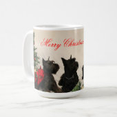3匹のシュナウツァーのクリスマスのマグ コーヒーマグカップ (正面左)