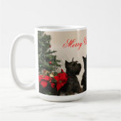 3匹のシュナウツァーのクリスマスのマグ コーヒーマグカップ (左)