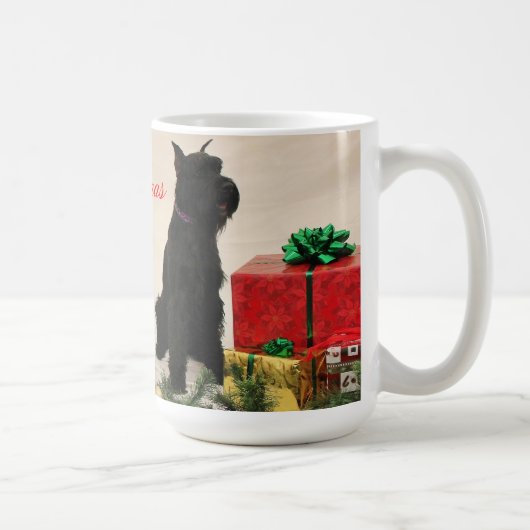 3匹のシュナウツァーのクリスマスのマグ コーヒーマグカップ (右)
