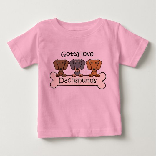3匹のダックスフント ベビーTシャツ (正面)