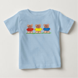 3匹のテディベアのベビーTシャツ ベビーTシャツ