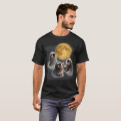 3匹のナマケモノが月に吠える 笑えるナマケモノ動物 Tシャツ (正面フル)